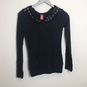 crochet hooded front pockets sweater free people